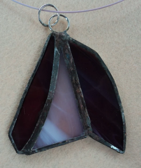 Pendentif de 3 triangles violets et rose