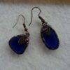 Petites boucles d'oreilles lames bleues fusing tiffany