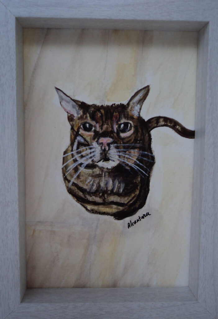 Aquarelle Chat tigré assis