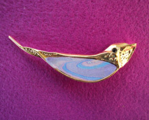 Broche Oiseau soie