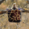 Pendentif en verre dichroïque fondu avec une branche dorée Pendentif en verre dichroïque fondu avec une branche dorée