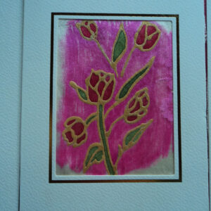 Carte soie 4 tulipes rouges