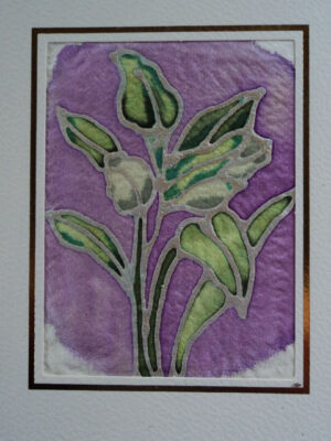 Carte soie fleurs exotiques