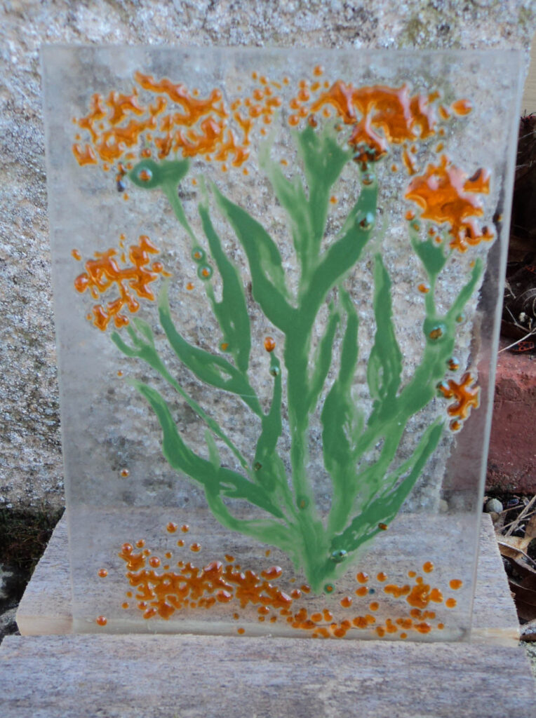 Algues de lumière, tableau en verre 100% recylé au fusing