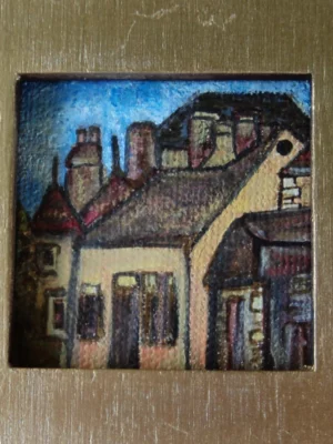 Tableau miniature, maisons à Bec d'Allier