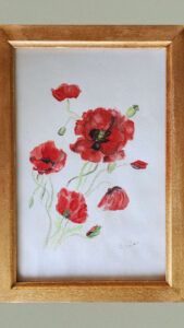 Aquarelle coquelicots encadrée