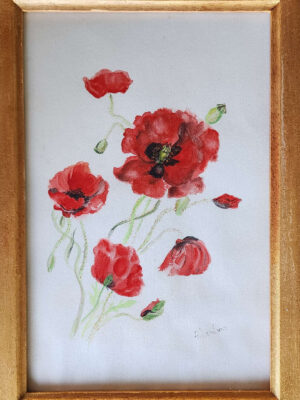 Aquarelle coquelicots encadrée