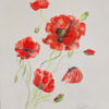 Aquarelle originale « Coquelicots » – 30 x 20 cm – encadrement doré recyclé