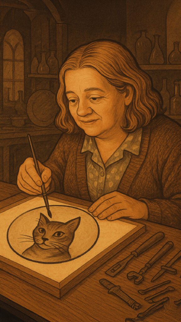 Catherine peint les chats peints