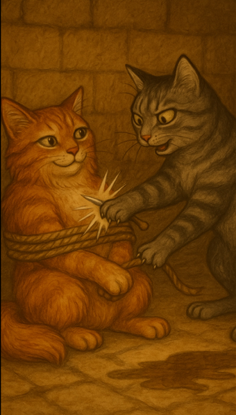 Gouttière tranche les liens d'Ange-Gloutonne