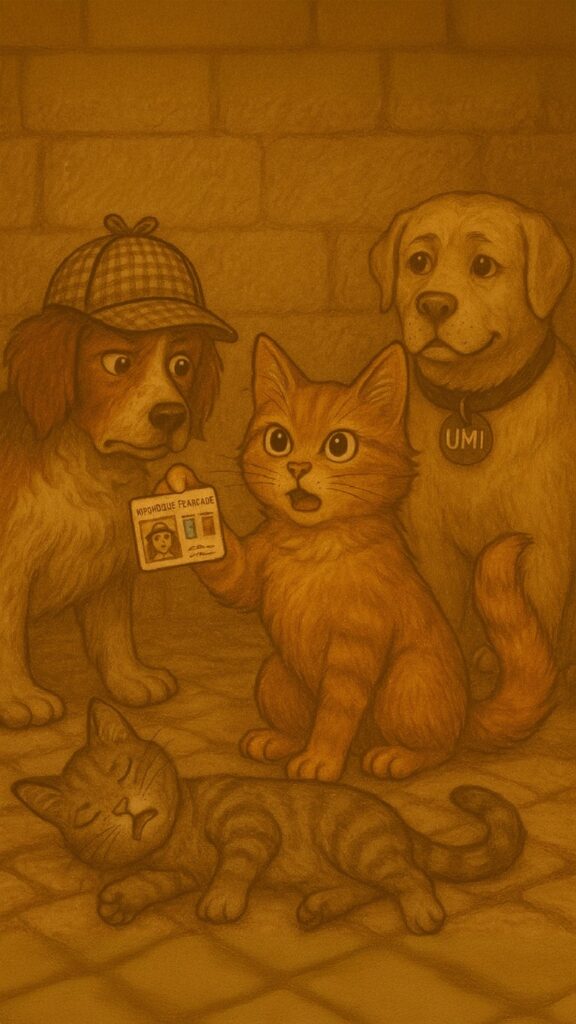 Ange-Gloutonne brandit sa carte d'agent secret