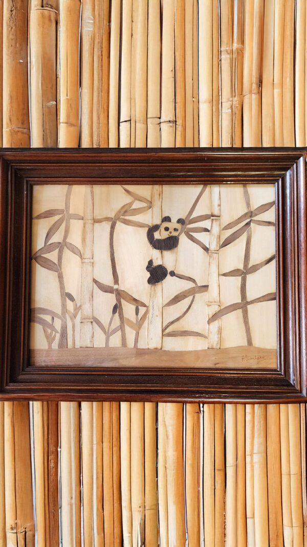 Panda encadrée fond bambou