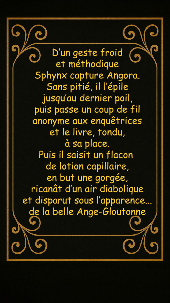 Sphynx épile Angora et boit la lotion