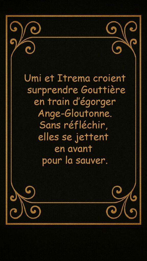 Umi et Itrema veulent sauver Ange-Gloutonne des griffes de Gouttière