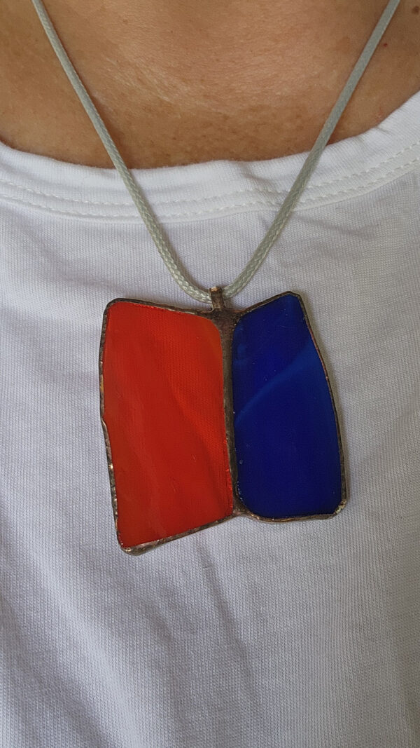 Dialogue des couleurs géométrique rouge bleu Pendentif Dialogue des couleurs