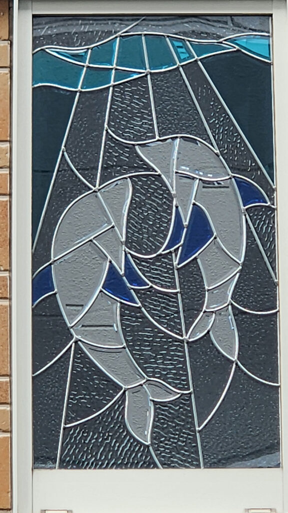 Japon Vitrail dauphins au plomb