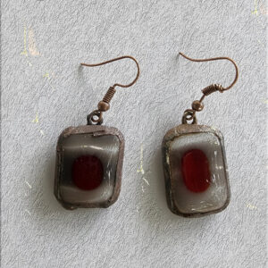 Boucles d'oreilles fusing et Tiffany Aube rouge