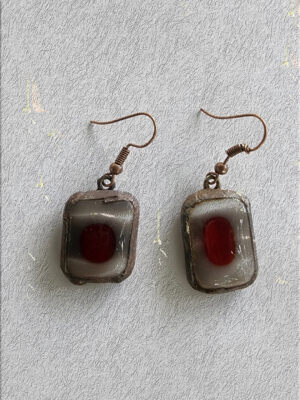 Boucles d'oreilles Aube rouge Boucles d'oreilles fusing et Tiffany Aube rouge