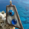 Bleu Atlandide Bleu d’Atlantide pendentif en verre recyclé fusing monté Tiffany