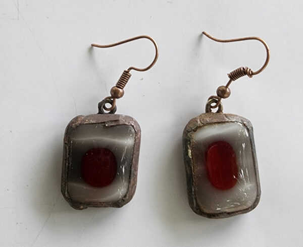 Boucles d'oreilles fusing et tiffany Aube rouge