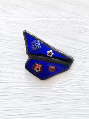 Broche Réunion de millefiori sur ailes d’azur
