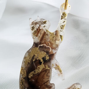 FélidAilé, pendentif en résine, aile de papillon et feuille d'or