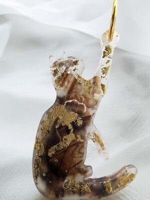 FélidAilé, pendentif en résine, aile de papillon et feuille d'or