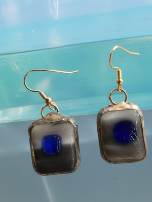 Reflet d'azur boucles d'oreilles fusing et Tiffany