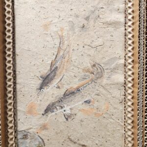 Duo de carpes, encres et aquarelles sur papier de murier